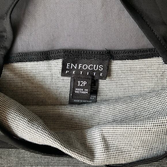 En Focus Petite Women Dress size 12P Sleeveless Sheer Top Peplum KneeLength Gray - Picture 8 of 10